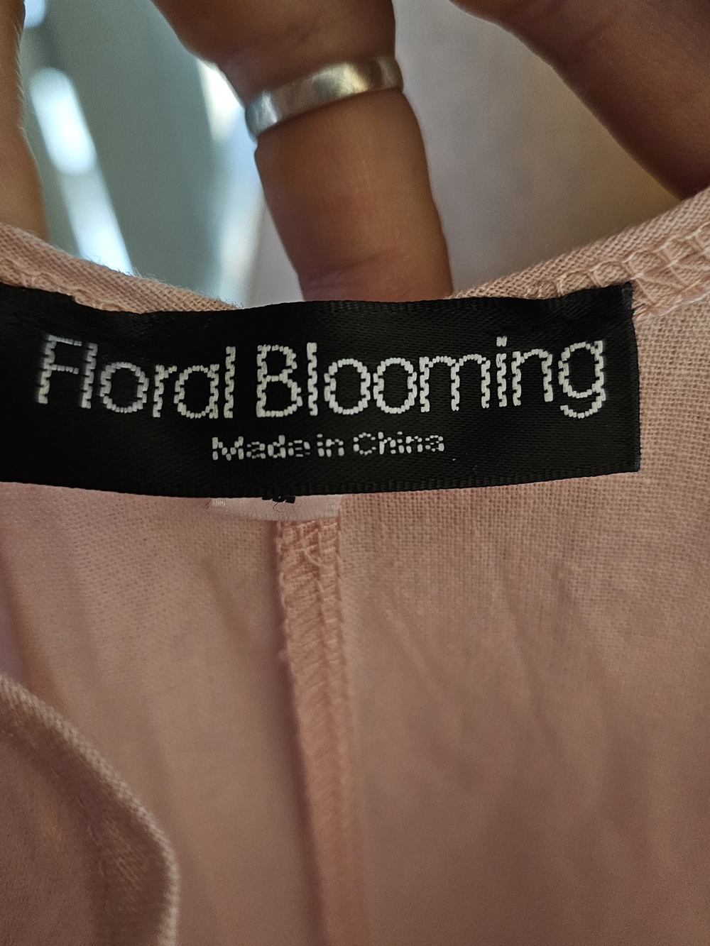 Floral Blooming Blush Pink Cotton Tie-Shoulder Wide Leg Jumpsuit | Size Large - Picture 7 of 7